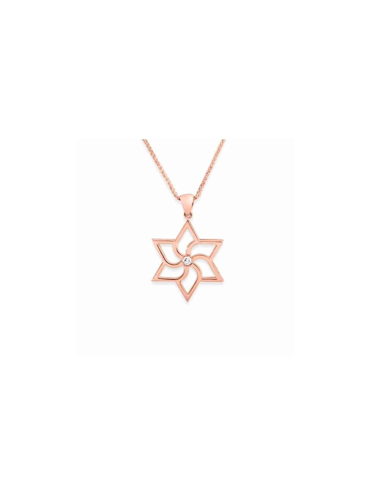שרשרת מגן דוד גיאומטרית רוז גולד עם די , מתנות ט"ו באב , א